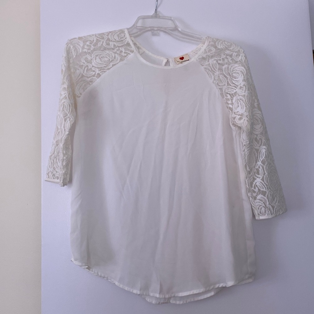 Short sleeve white lace top